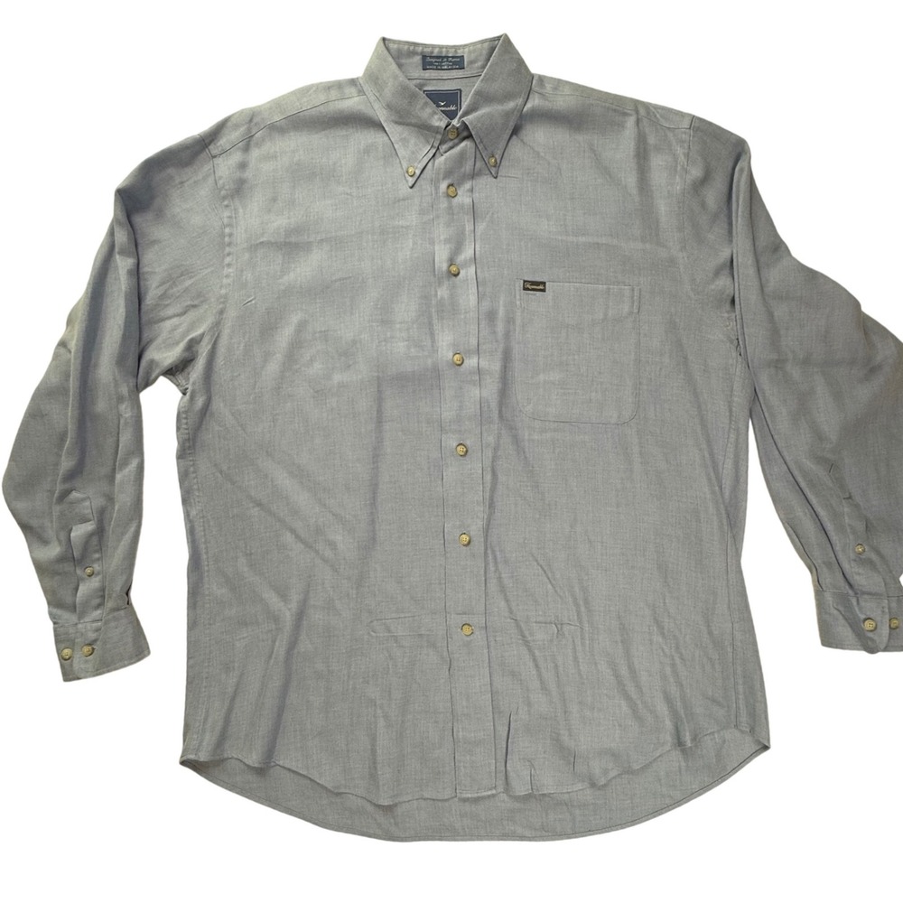 Faconnable Mens Blue Cotton Button Down Shirt Long Sleeve Size L‎ RN 58665